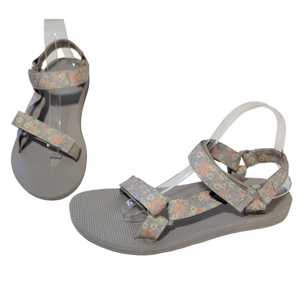 Teva Original Universal Women 10 Grey Floral Daisy Sport Sandal 1125201 F16122D